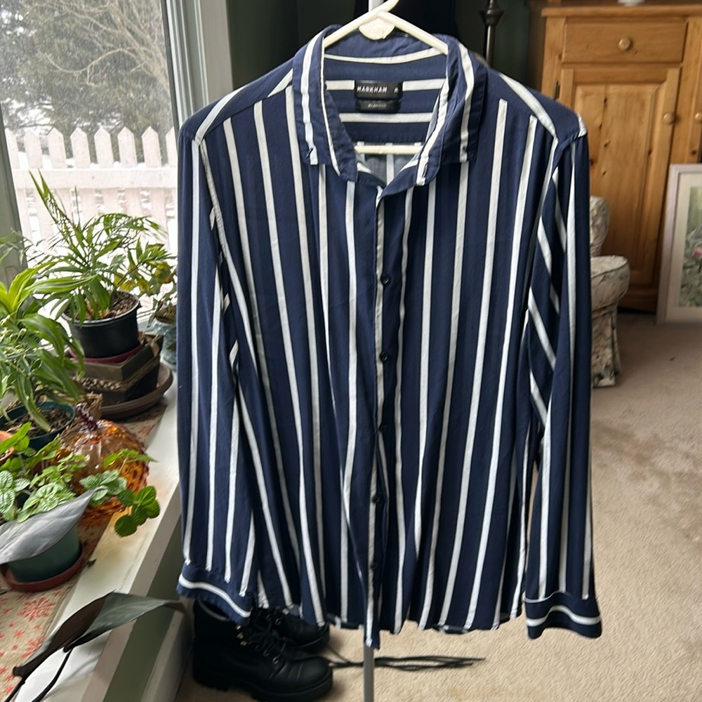 R13.    XL Blue and White Striped Blouse